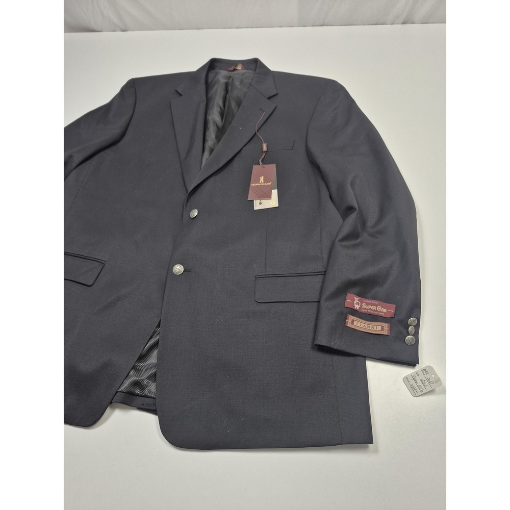 Cianni Cellini Suit Jacket Mens 50 Long Black 110s Wool Notch Lapel NWT